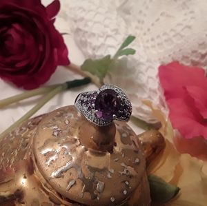 NEW 925 STERLING JTV 10MM OVAL AMYTHIST RING, S-9